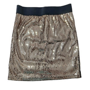 XXI Black Gold Sequin Mini Skirt Glamorous Sparkle Party Ready
